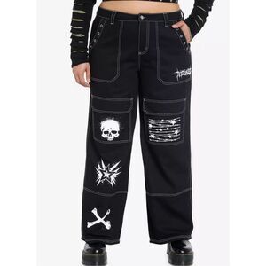 Hot Topic Black Punk Icons Wide Leg Pants Plus Size 1 Nwot Black